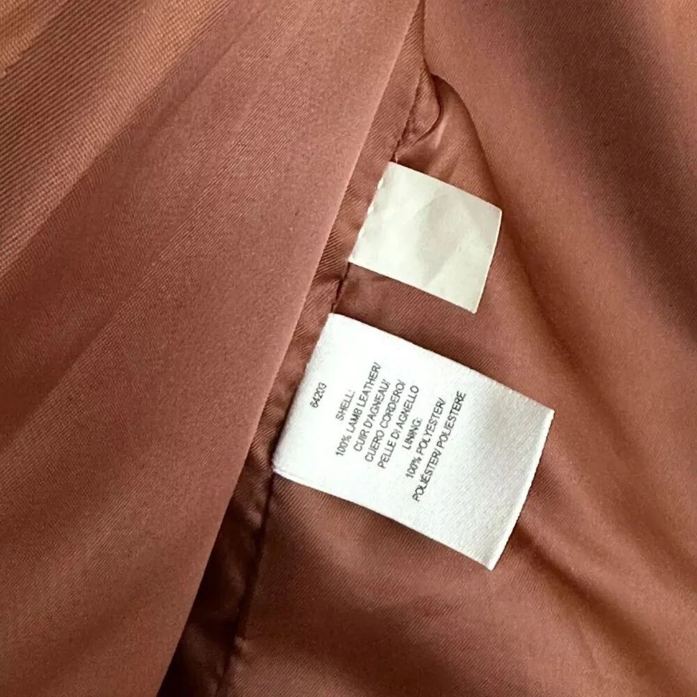 Women's DEREK LAM 10 Crosby Cognac Lambskin Leather Moto Jacket - Size S